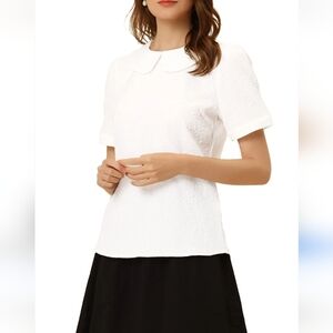 Allegra K Top With Peter Pan Collar, Size Medium